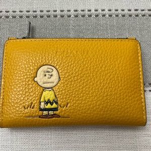 AUTHENTIC COACH X PEANUTS CHARLIE BROWN SLIM BIFOLD CARD WALLET